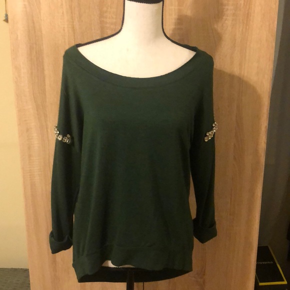 Lauter Brand dark green sweater with rhinestones - Picture 1 of 3